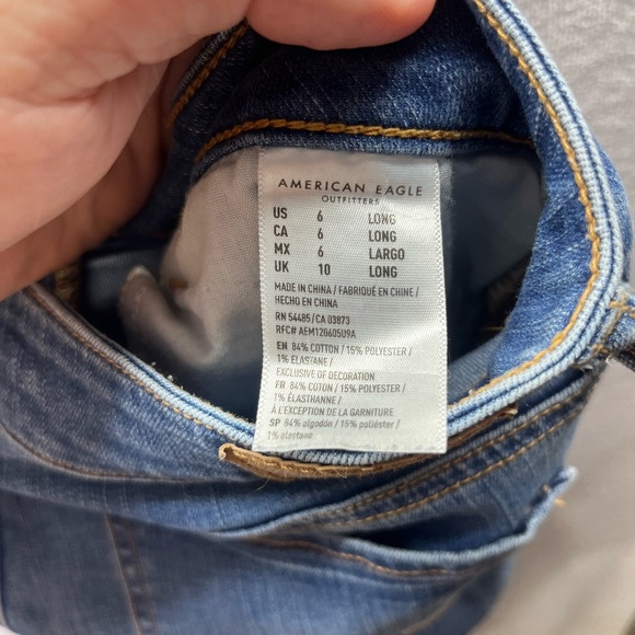 American Eagle Jegging Jeans Womens 6 Long Tall Blue Denim Super Stretch 2204 - Picture 4 of 11